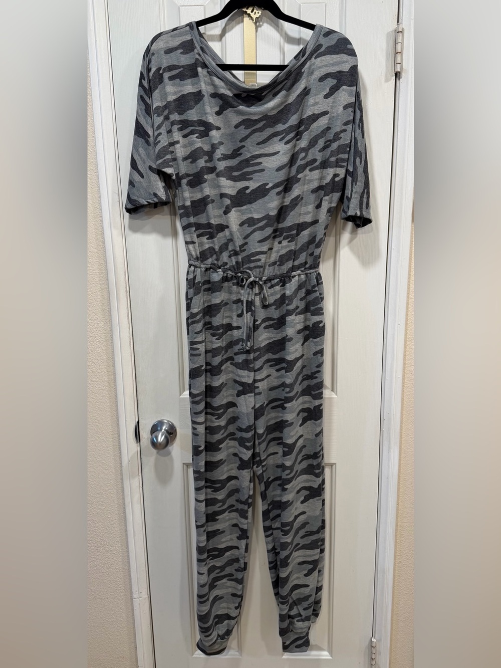 MTS Gray and Black Camo Jumpsuit with Waist Tie S